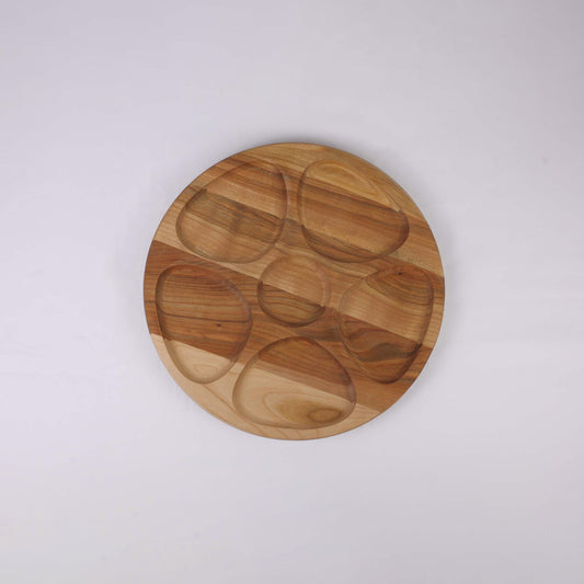 Round Wooden Platter (6 divisions)