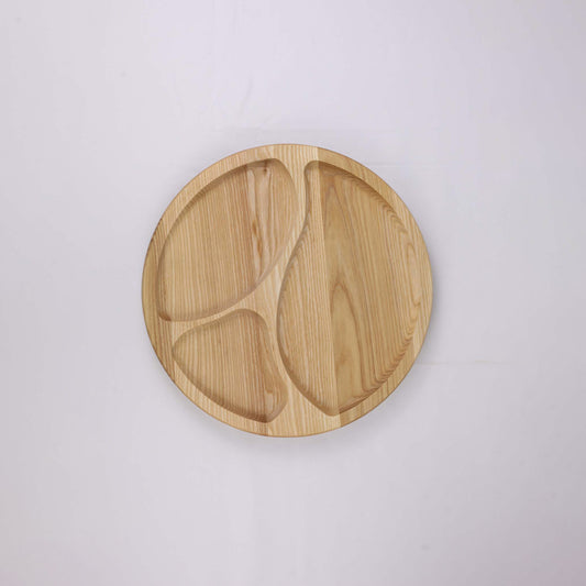 Round Wooden Platter (3 divisions)