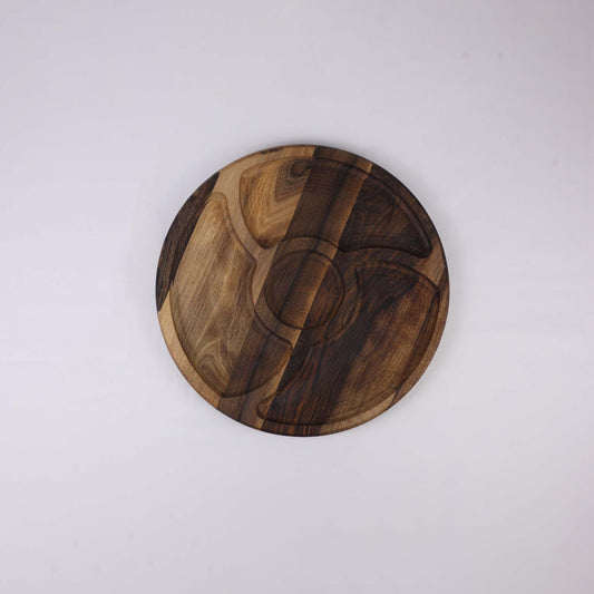 Round Wooden Platter (4 divisions)