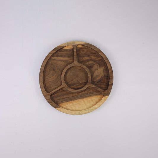 Round Wooden Platter (4 divisions)