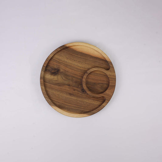 Round Wooden Platter (2 divisions)