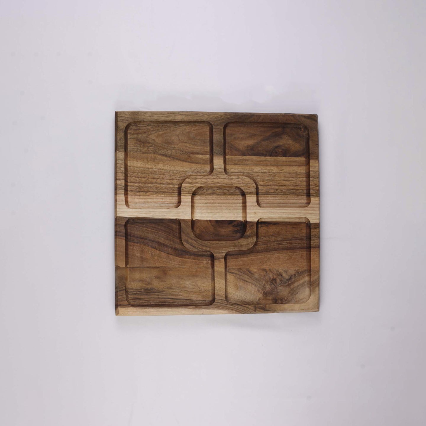 Square Wooden Platter (5 divisions)