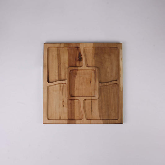 Square Wooden Platter (5 divisions)