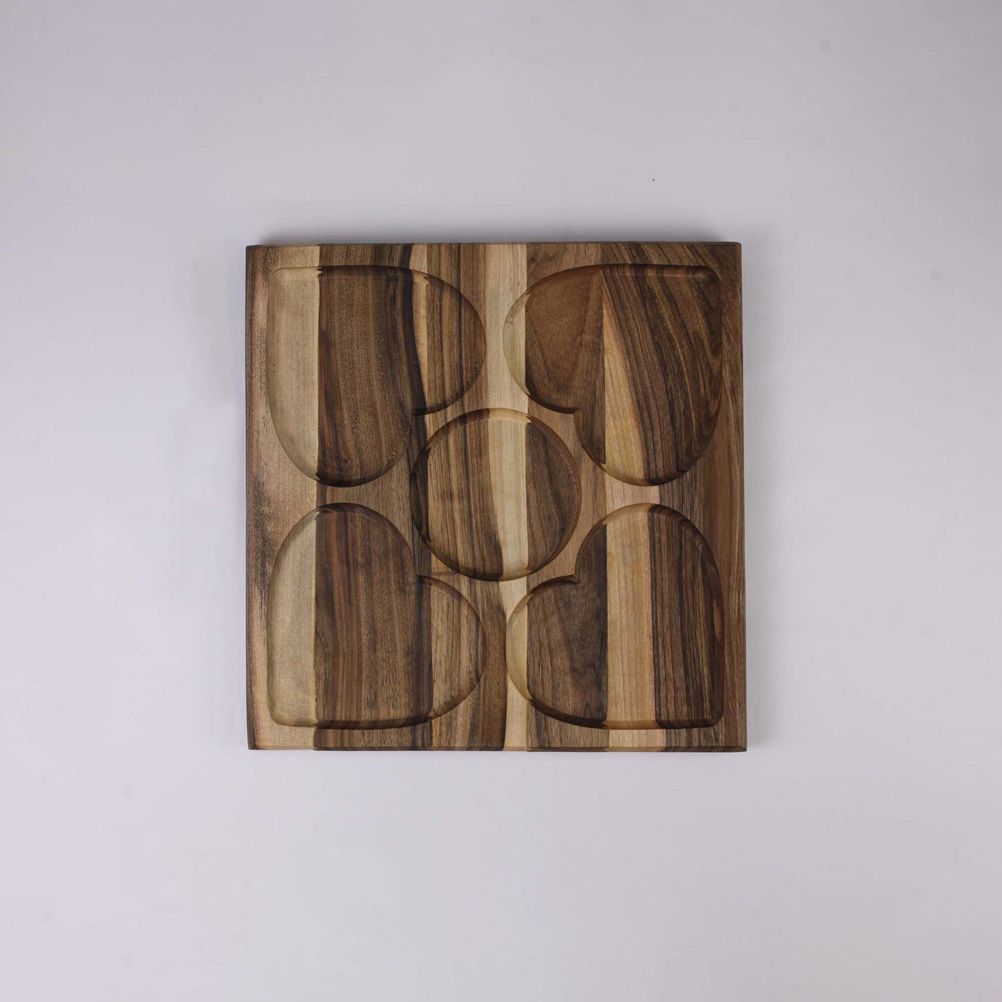 Square Wooden Platter "Love" (5 divisions)