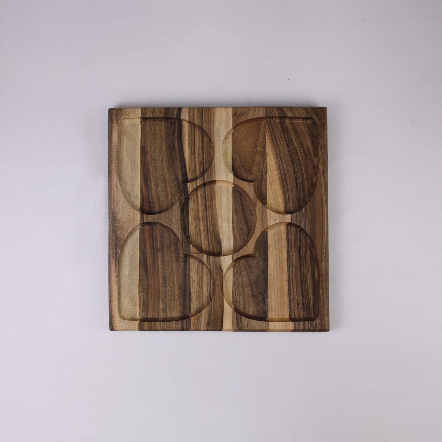 Square Wooden Platter "Love" (5 divisions)