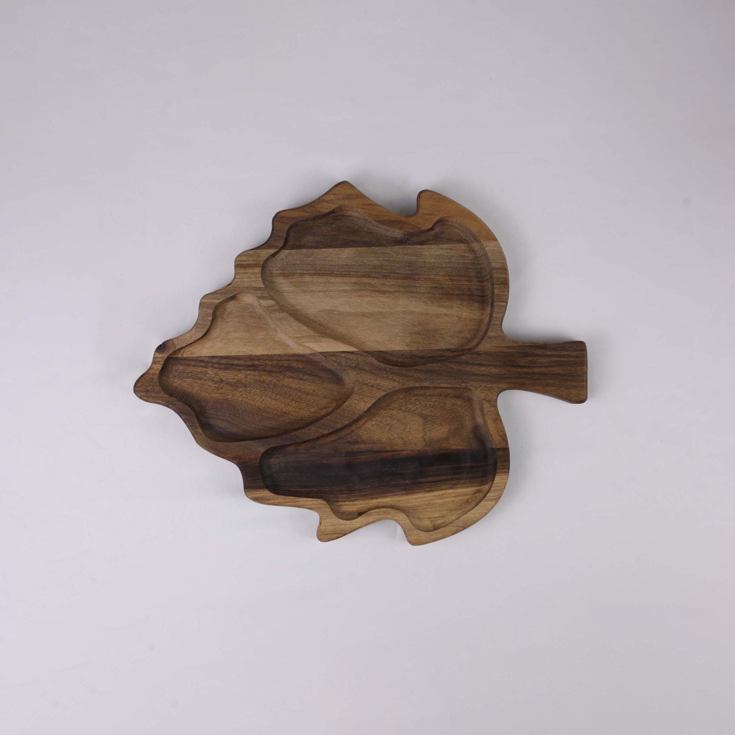 Wooden Platter "Leaf" (3 divisions)