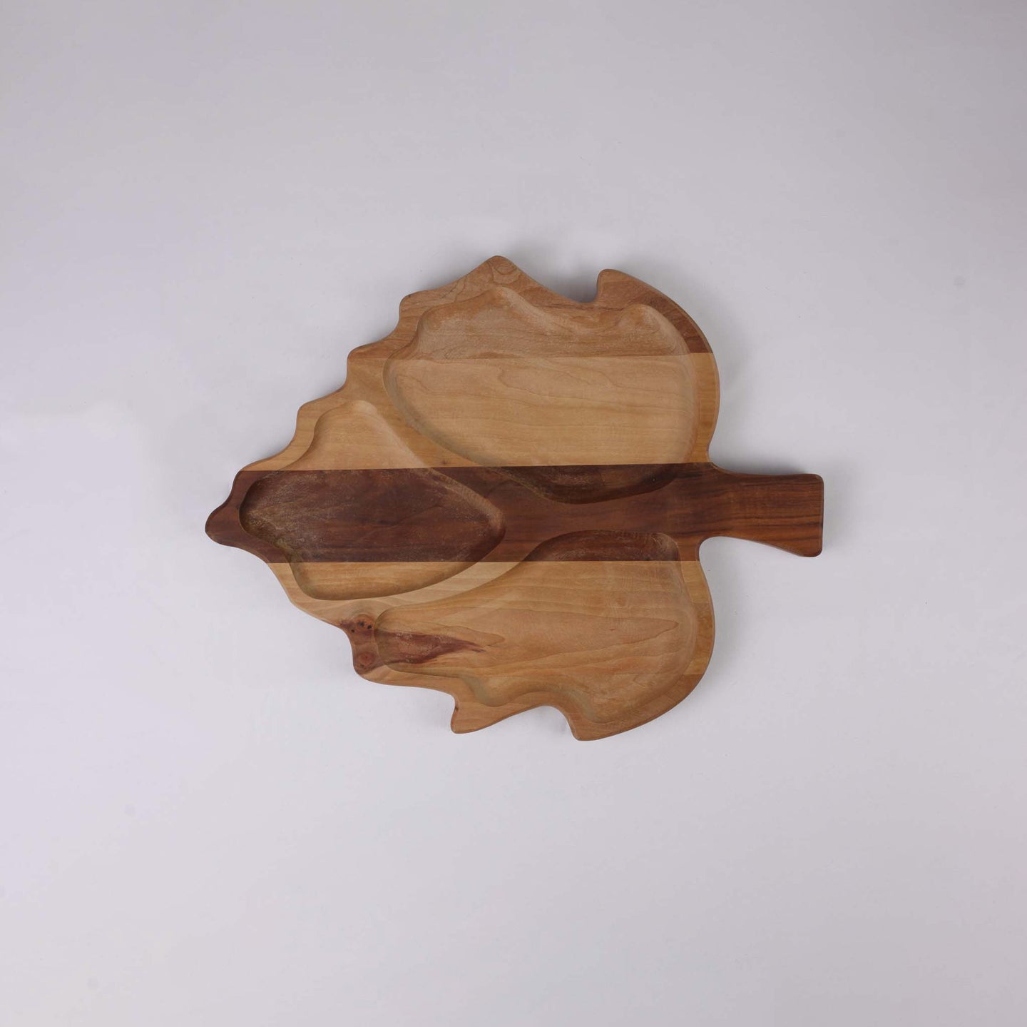 Wooden Platter "Leaf" (3 divisions)