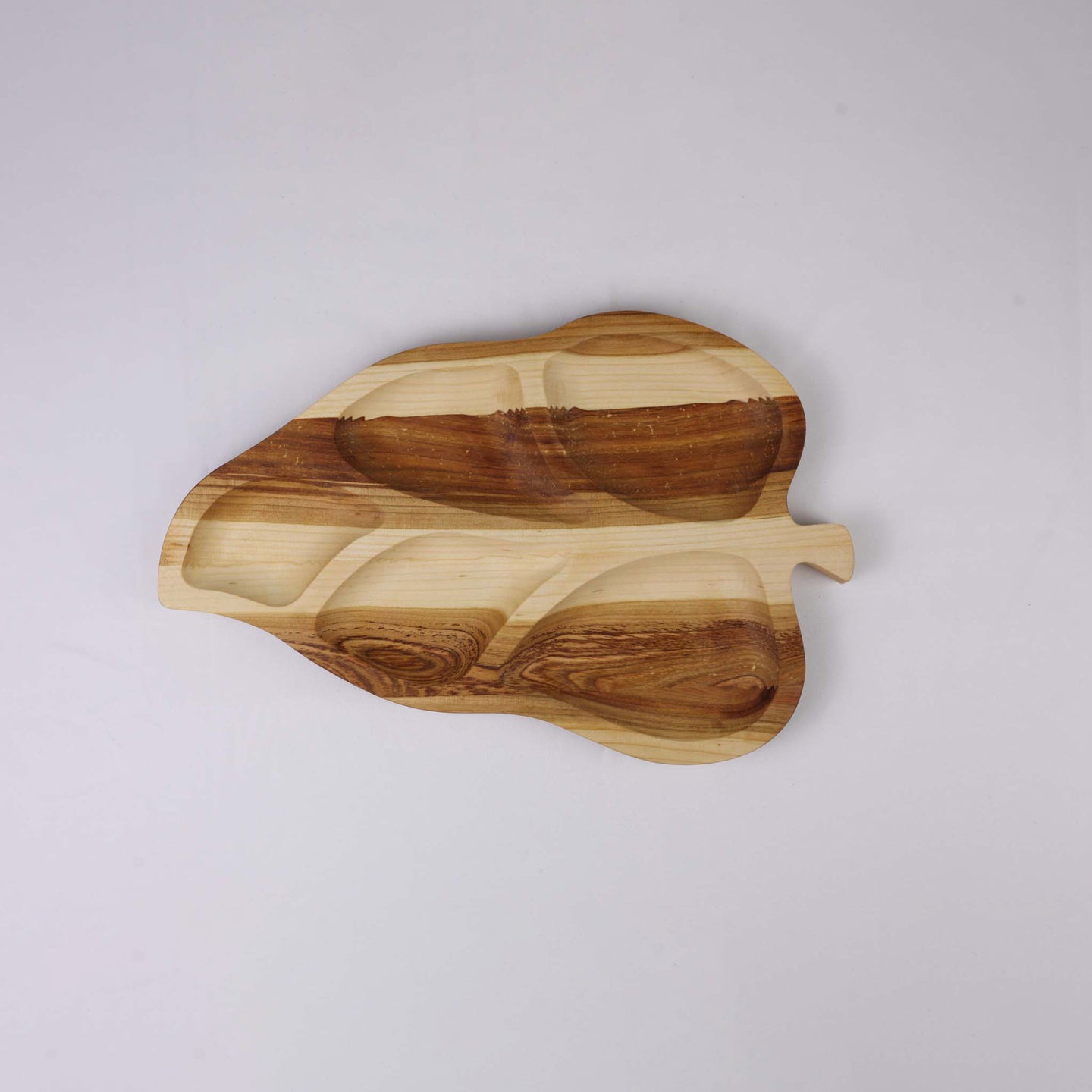 Wooden Platter "Leaf" (5 divisions)