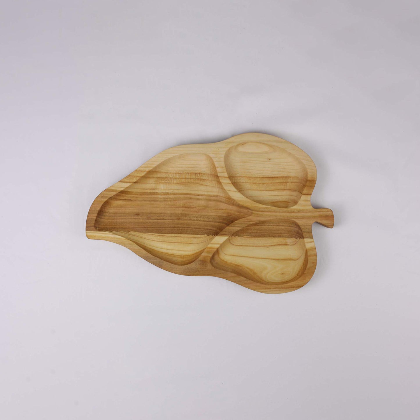 Wooden Platter "Leaf" (3 divisions)