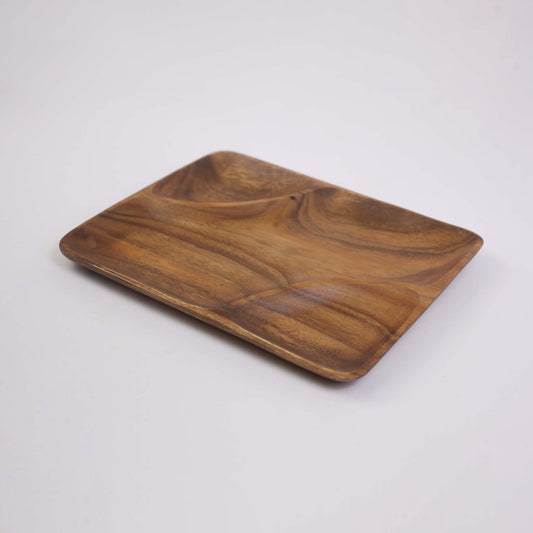 Rectangular Wooden Tray With 3 Divisions