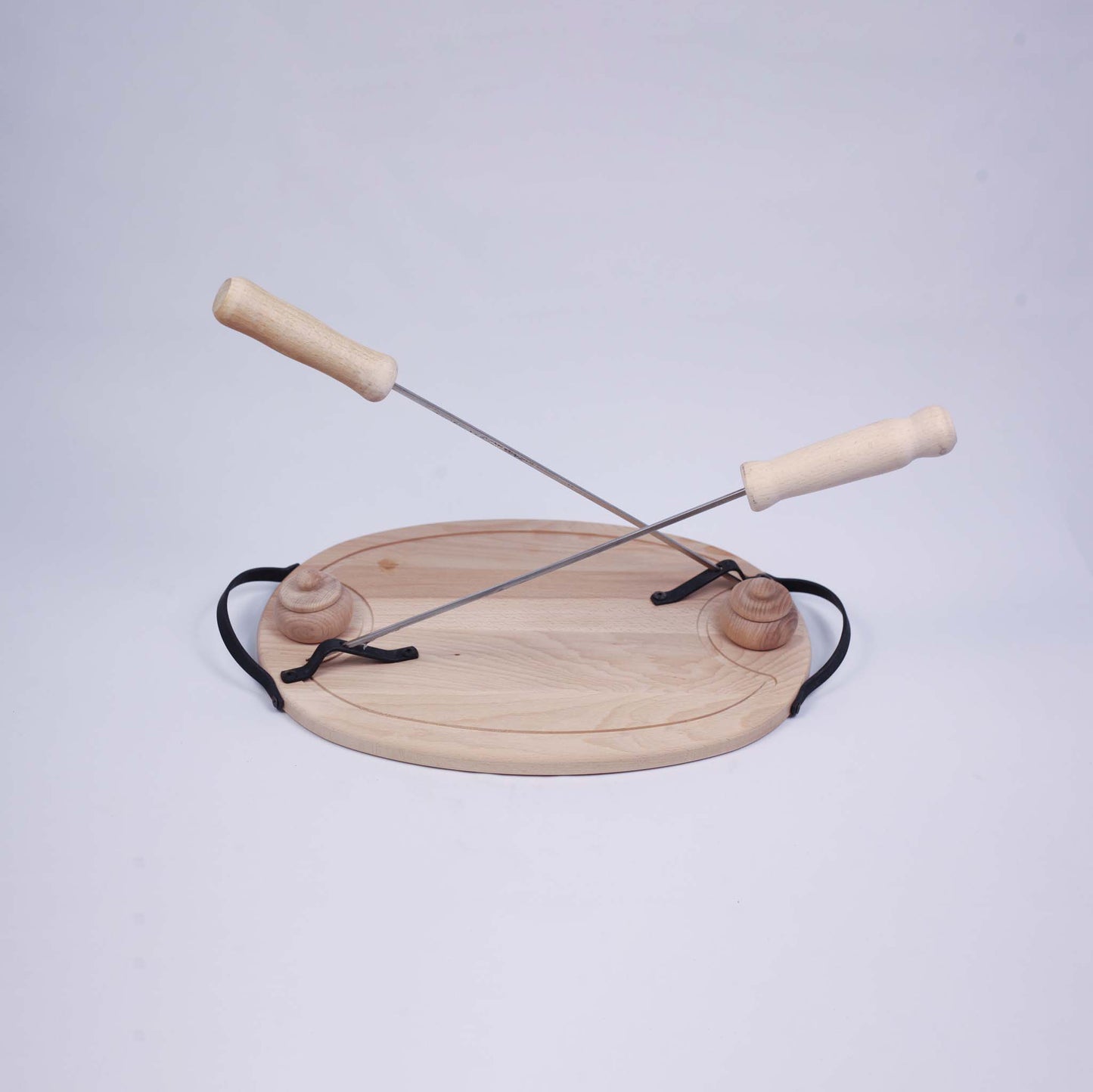 Wooden Tray With 2 Skewer and 2 Small Salt Shaker