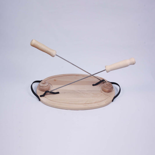 Wooden Tray With 2 Skewer and 2 Small Salt Shaker