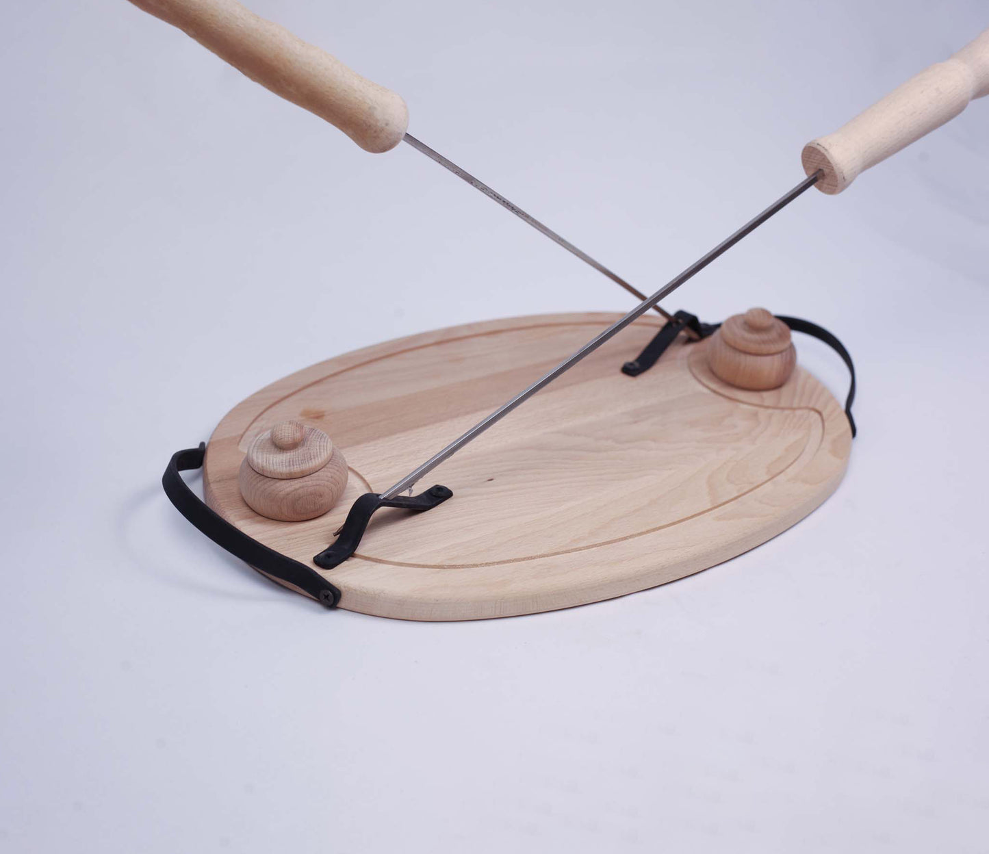 Wooden Tray With 2 Skewer and 2 Small Salt Shaker