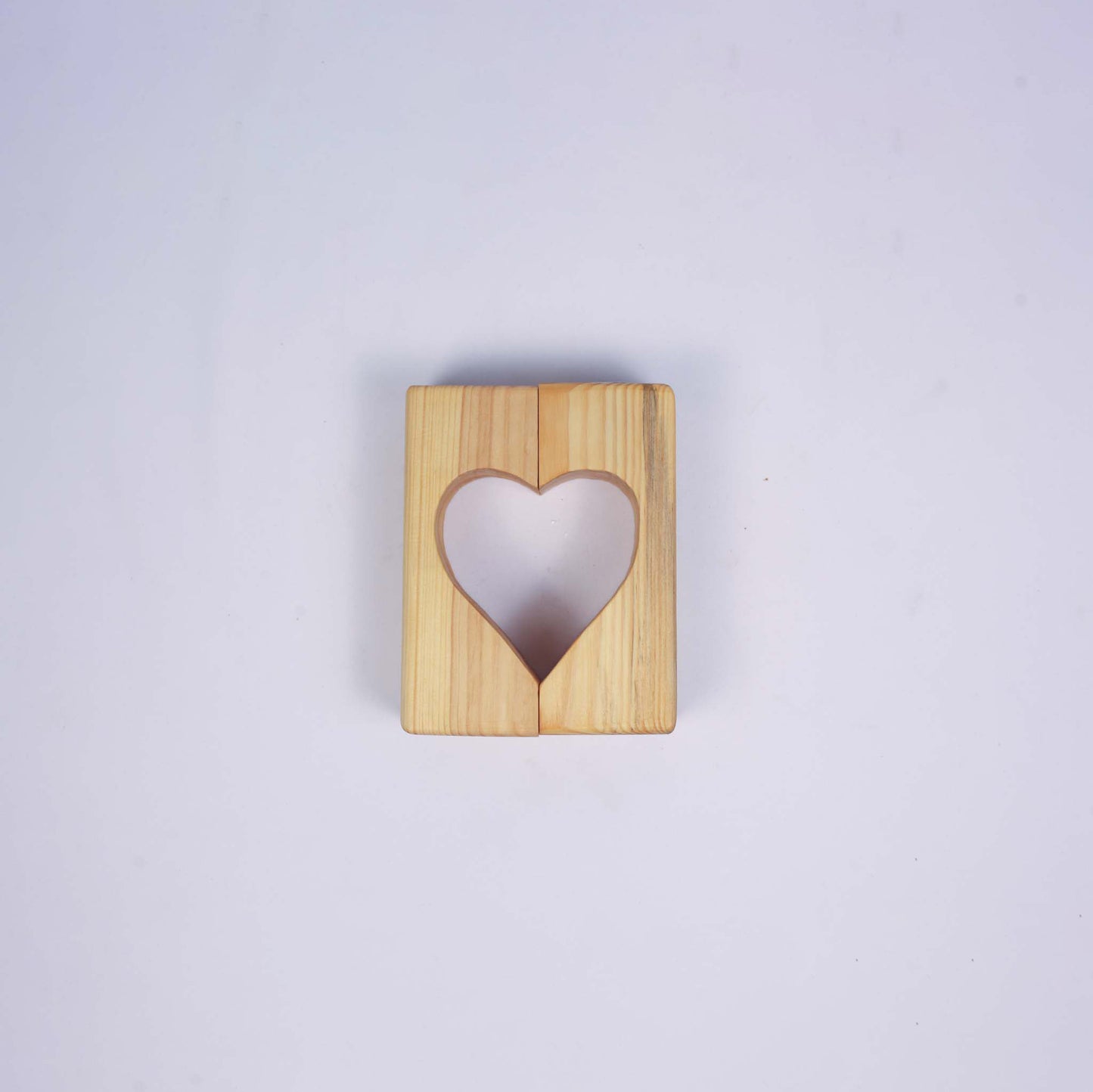 Two Wooden Candle Holders "Heart"