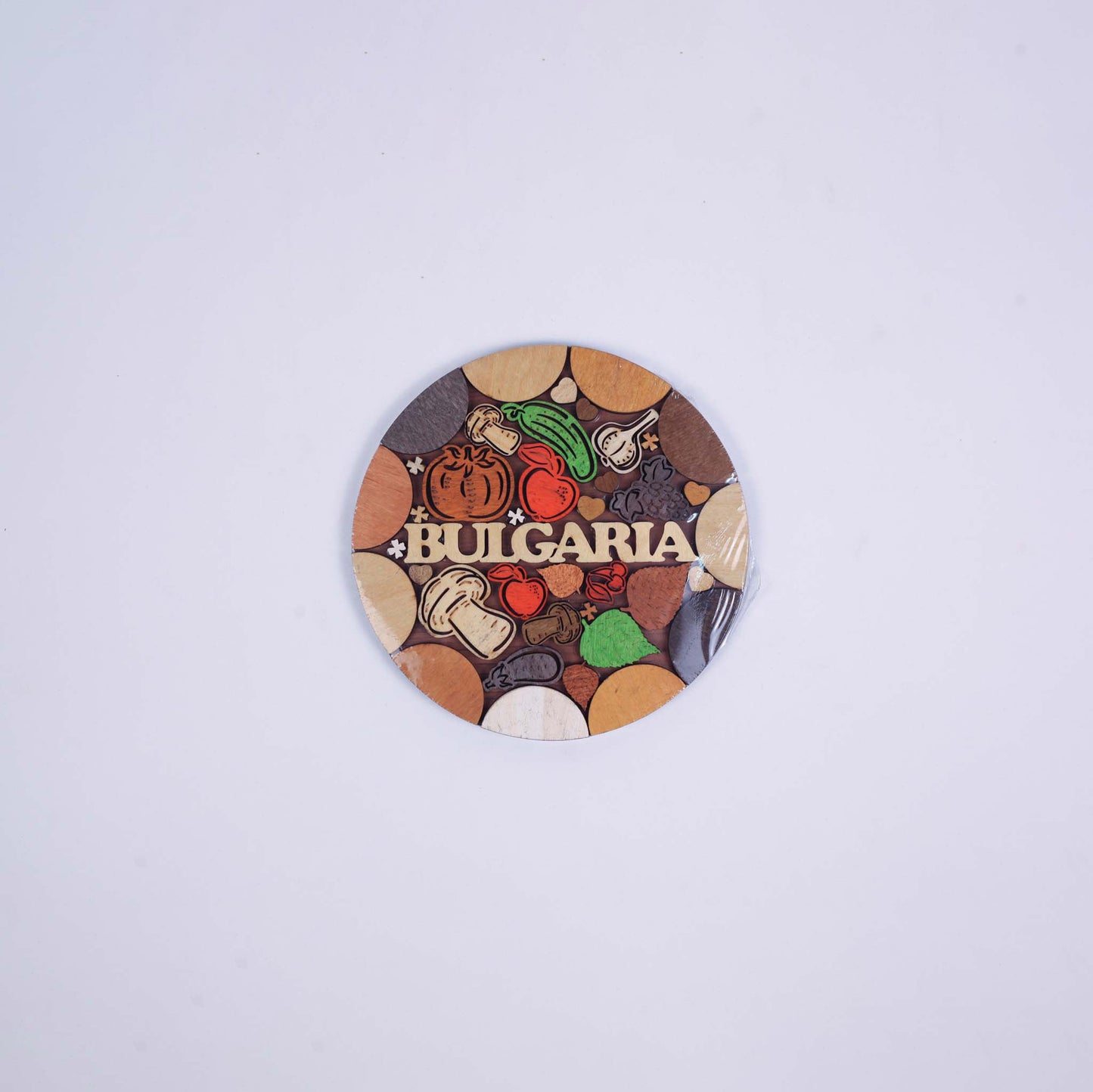 Round Kitchen Coaster for Hot Dishes "Bulgaria - Vegetables"