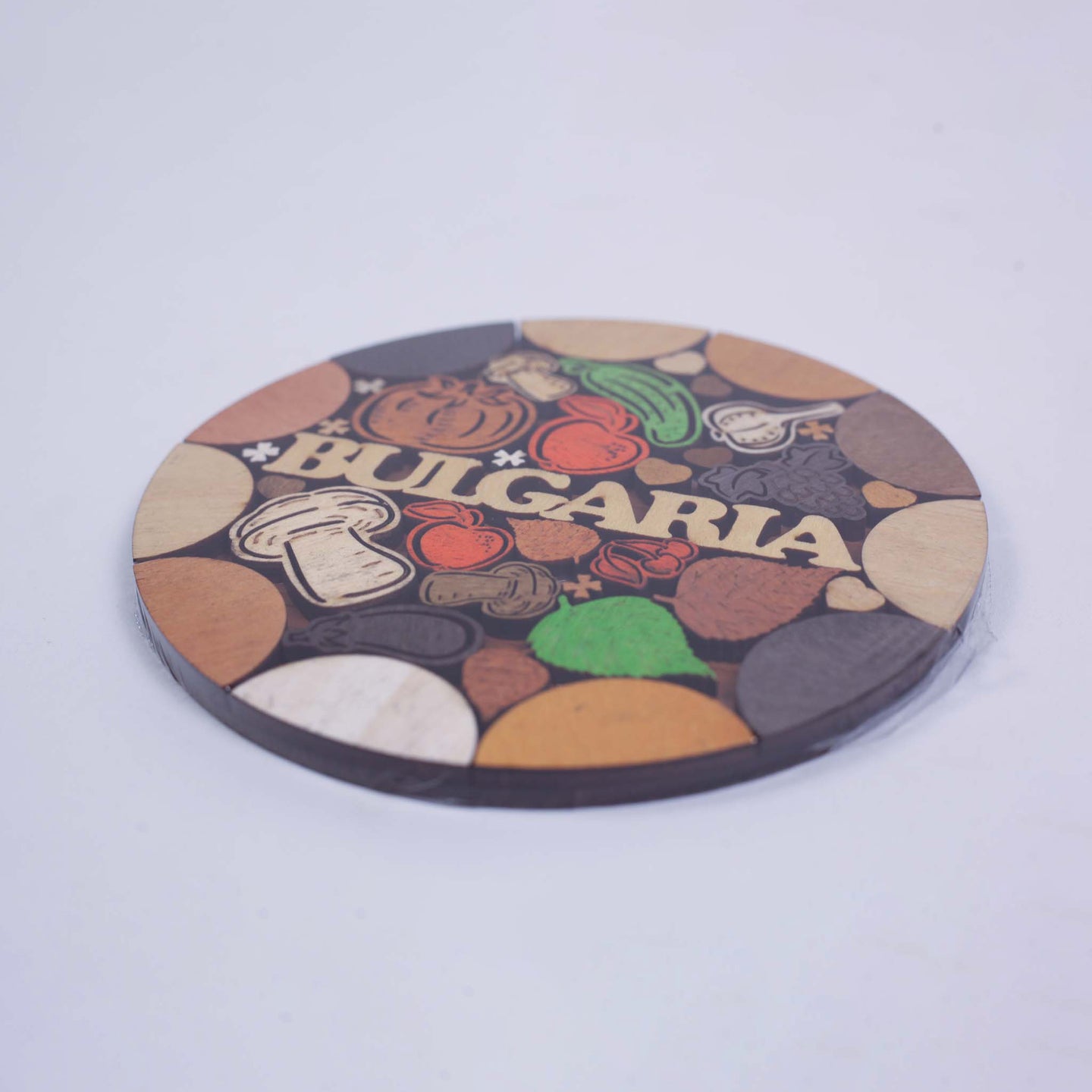 Round Kitchen Coaster for Hot Dishes "Bulgaria - Vegetables"