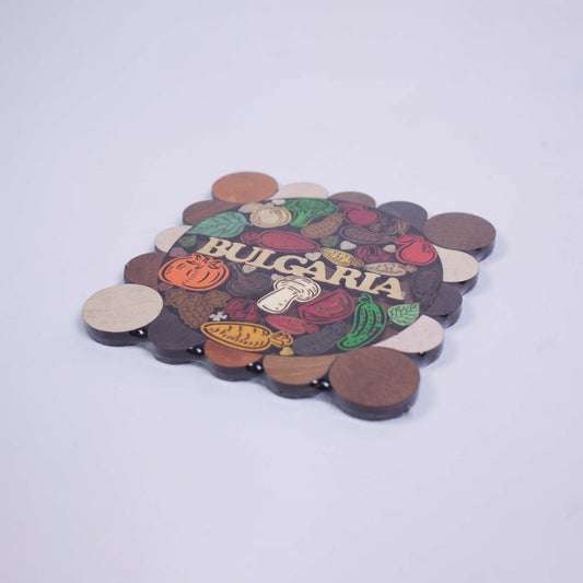 Square Kitchen Coaster for Hot Dishes "Bulgaria - Vegetables"