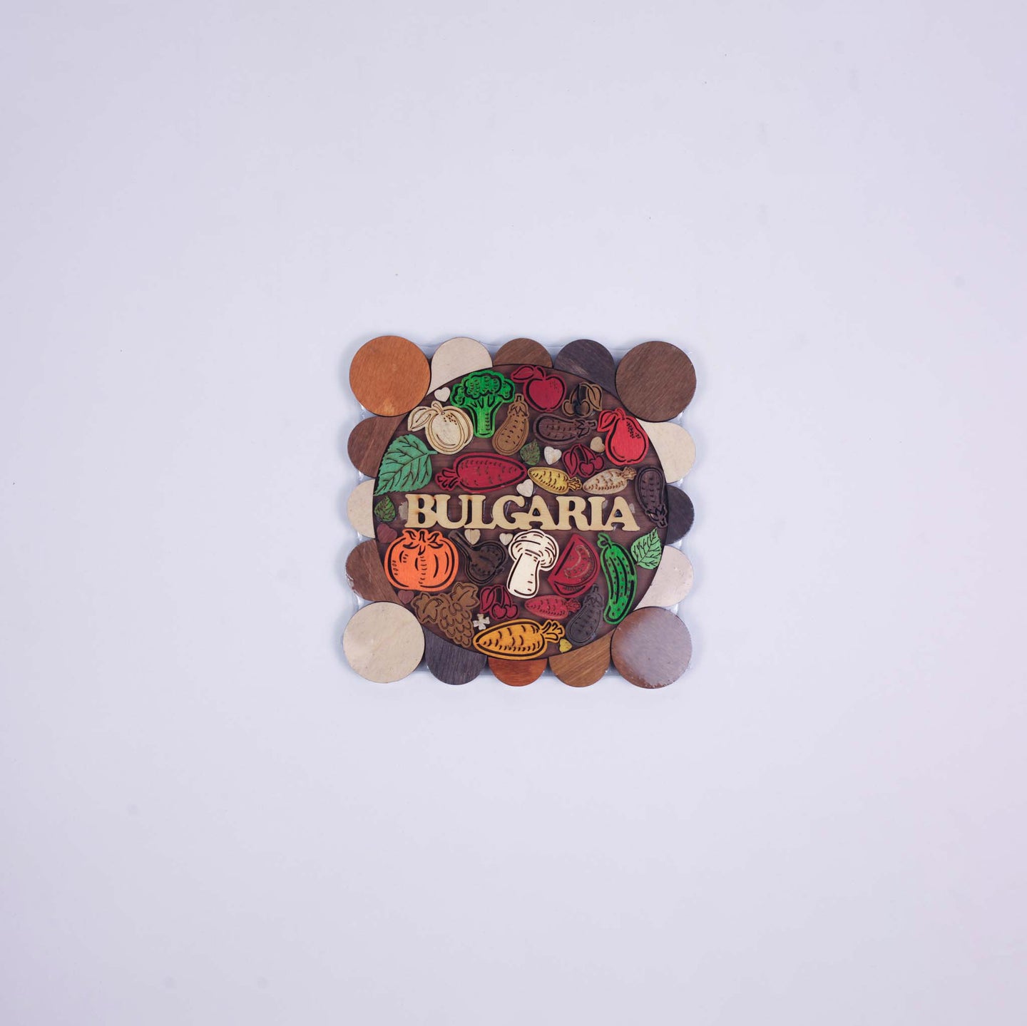 Square Kitchen Coaster for Hot Dishes "Bulgaria - Vegetables"