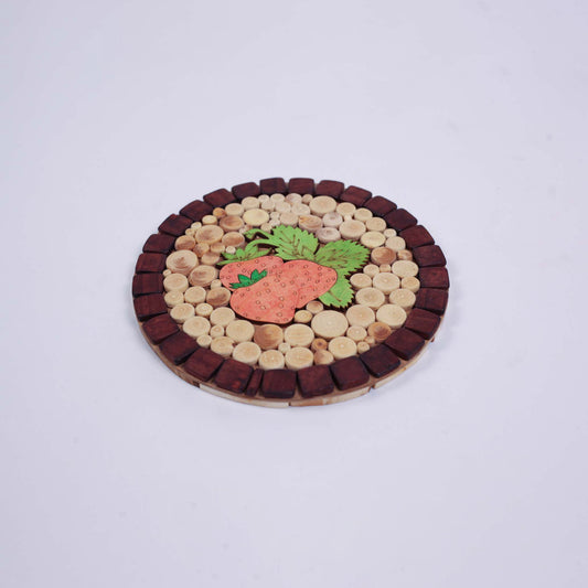 Round Kitchen Coaster for Hot Dishes "Strawberry"