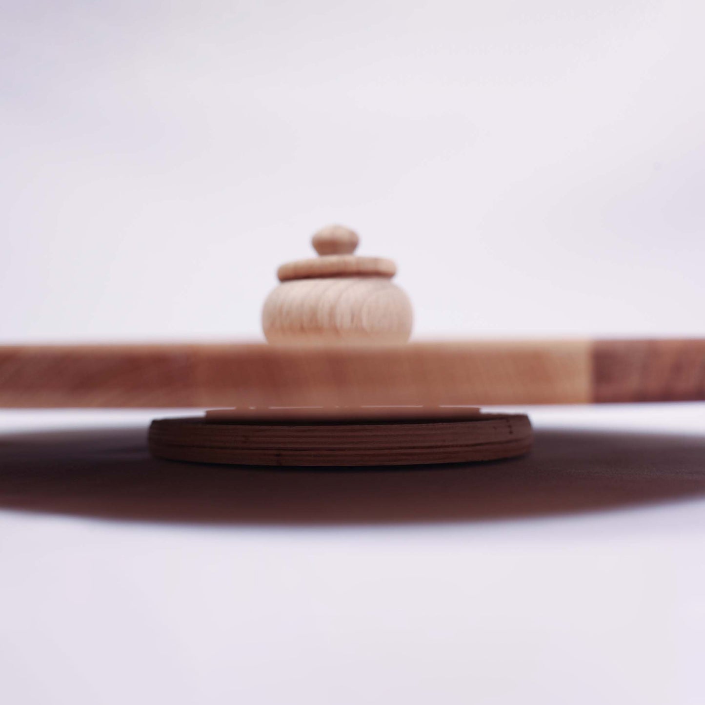 Round Wooden Platter With A Built-in Salt Shaker