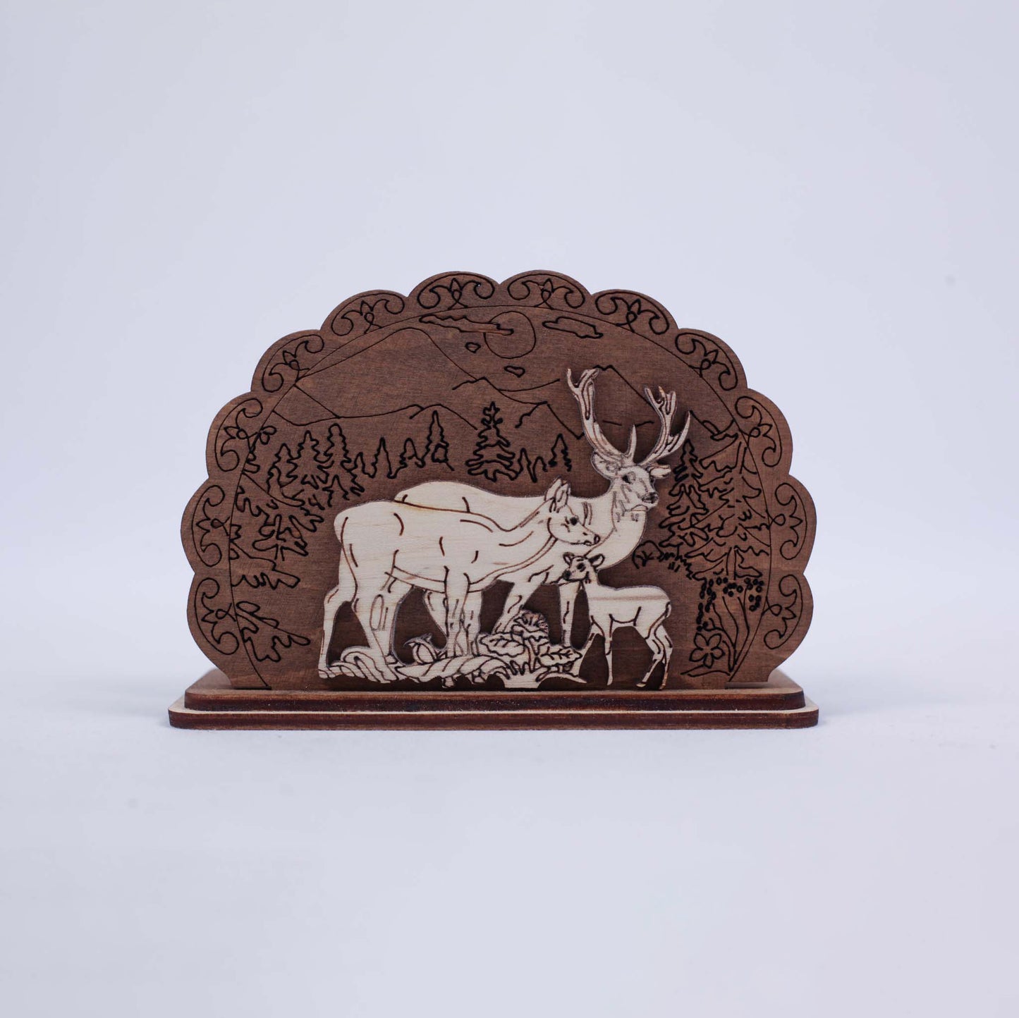 Napkin Holder with Deer Family - Dark