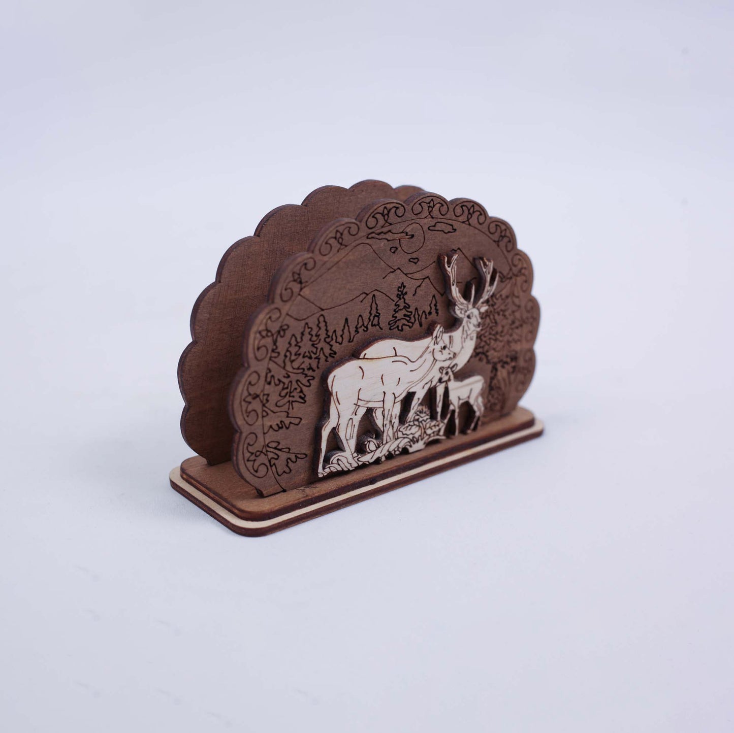 Napkin Holder with Deer Family - Dark