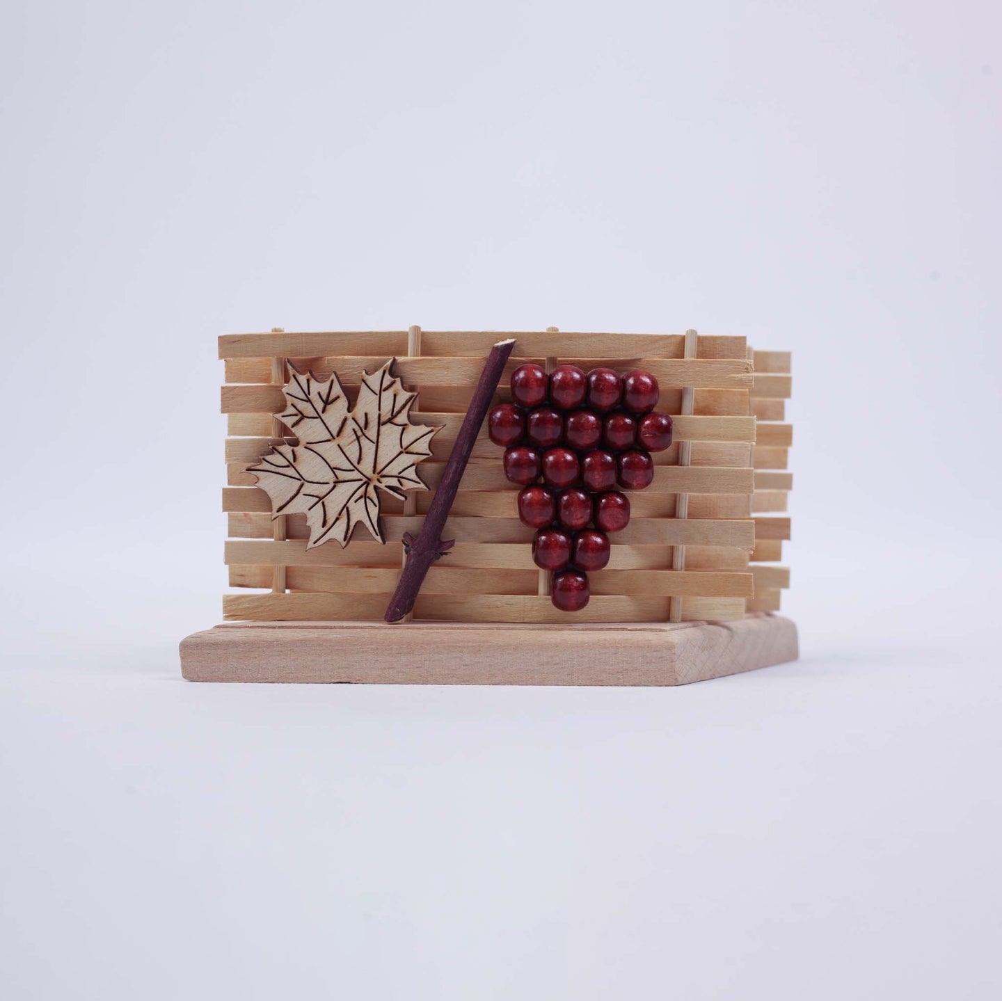 Napkin Holder with Grapes and Leaf