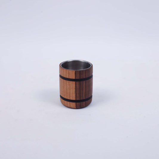 Small Barrel-shaped Wooden Cup without a Handle