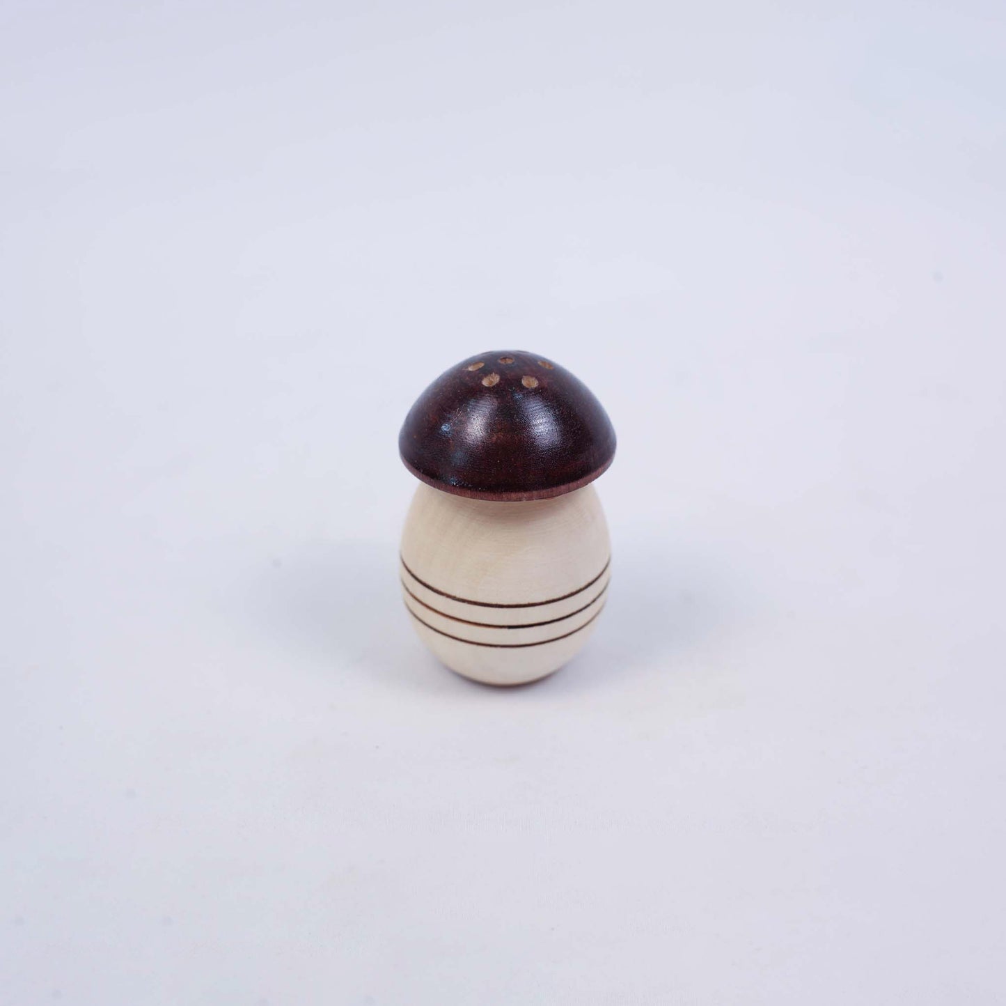 Small Salt Shaker With a Brown Mushroom-shaped Lid