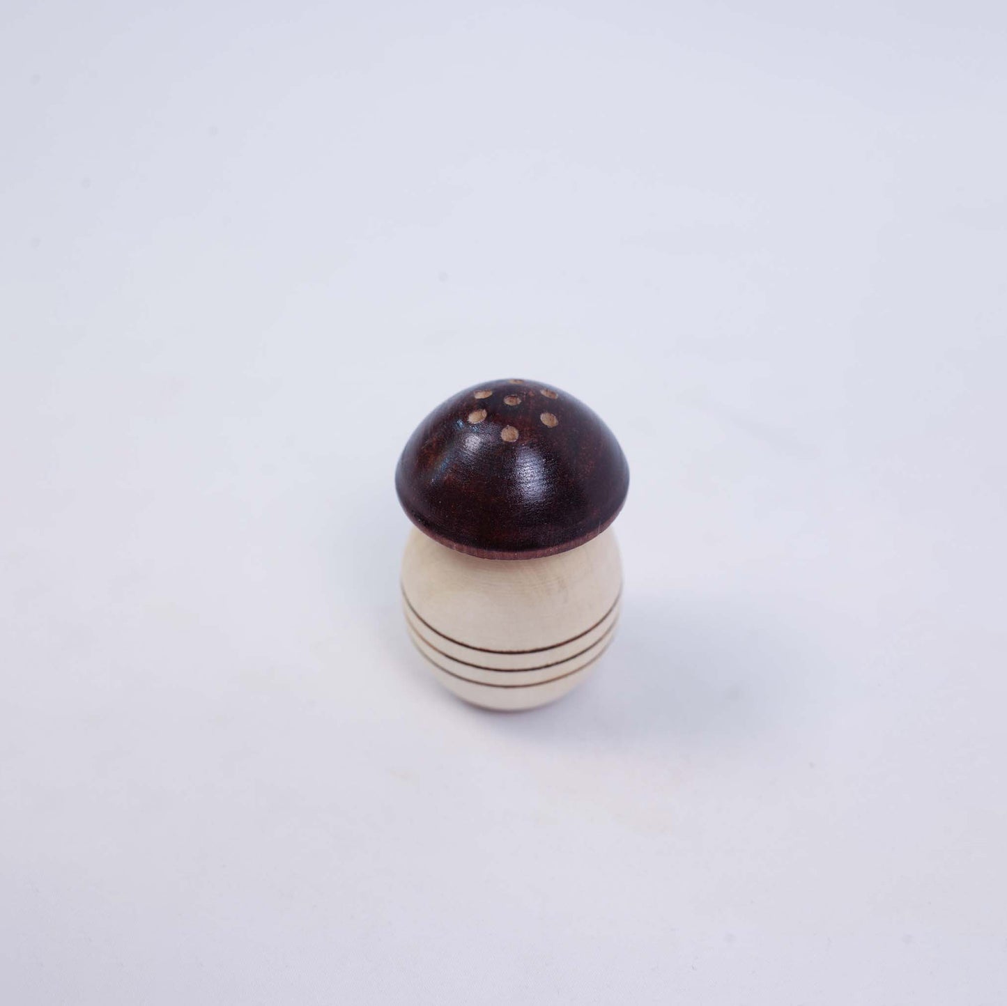 Small Salt Shaker With a Brown Mushroom-shaped Lid