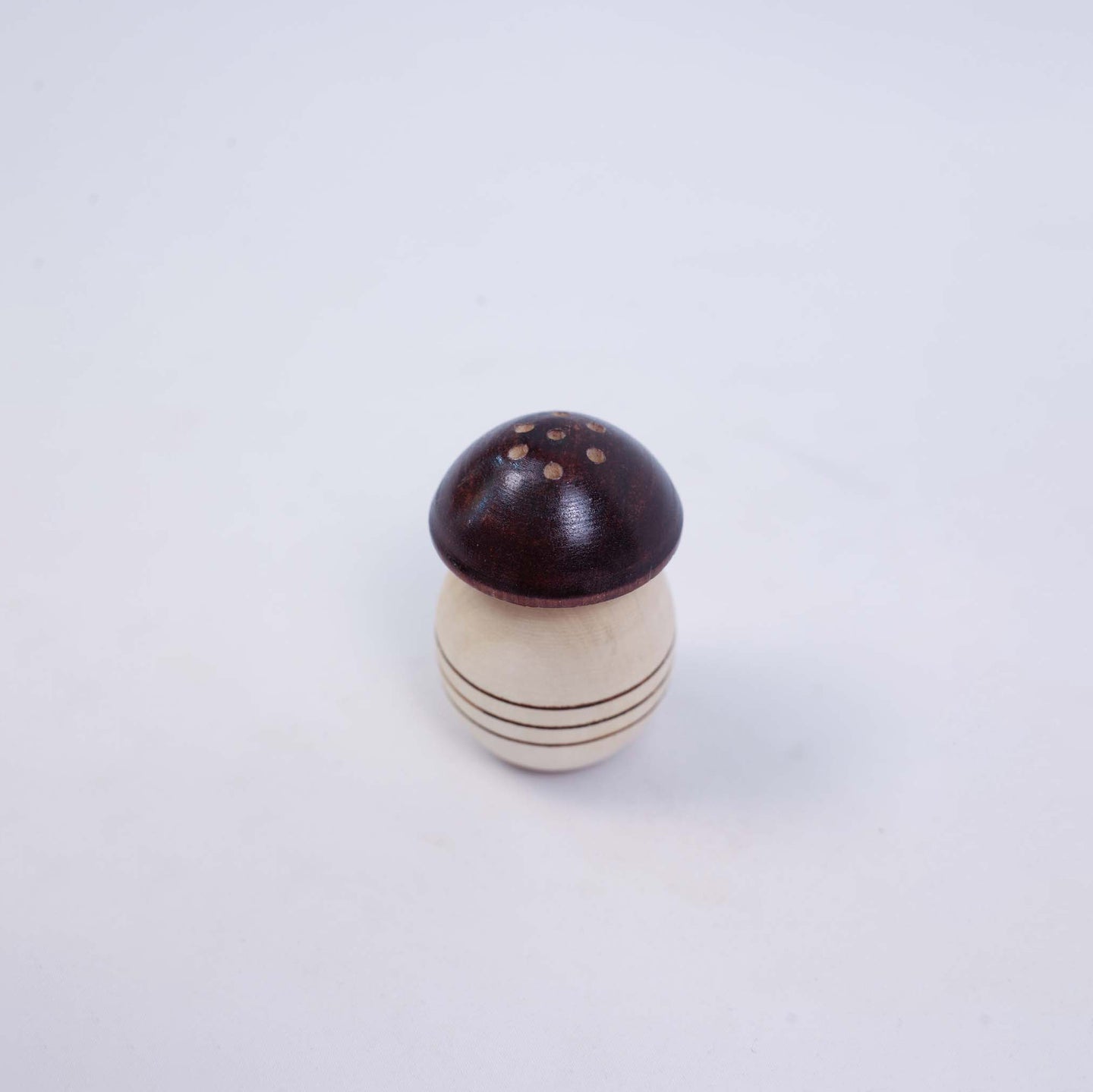 Small Salt Shaker With a Brown Mushroom-shaped Lid