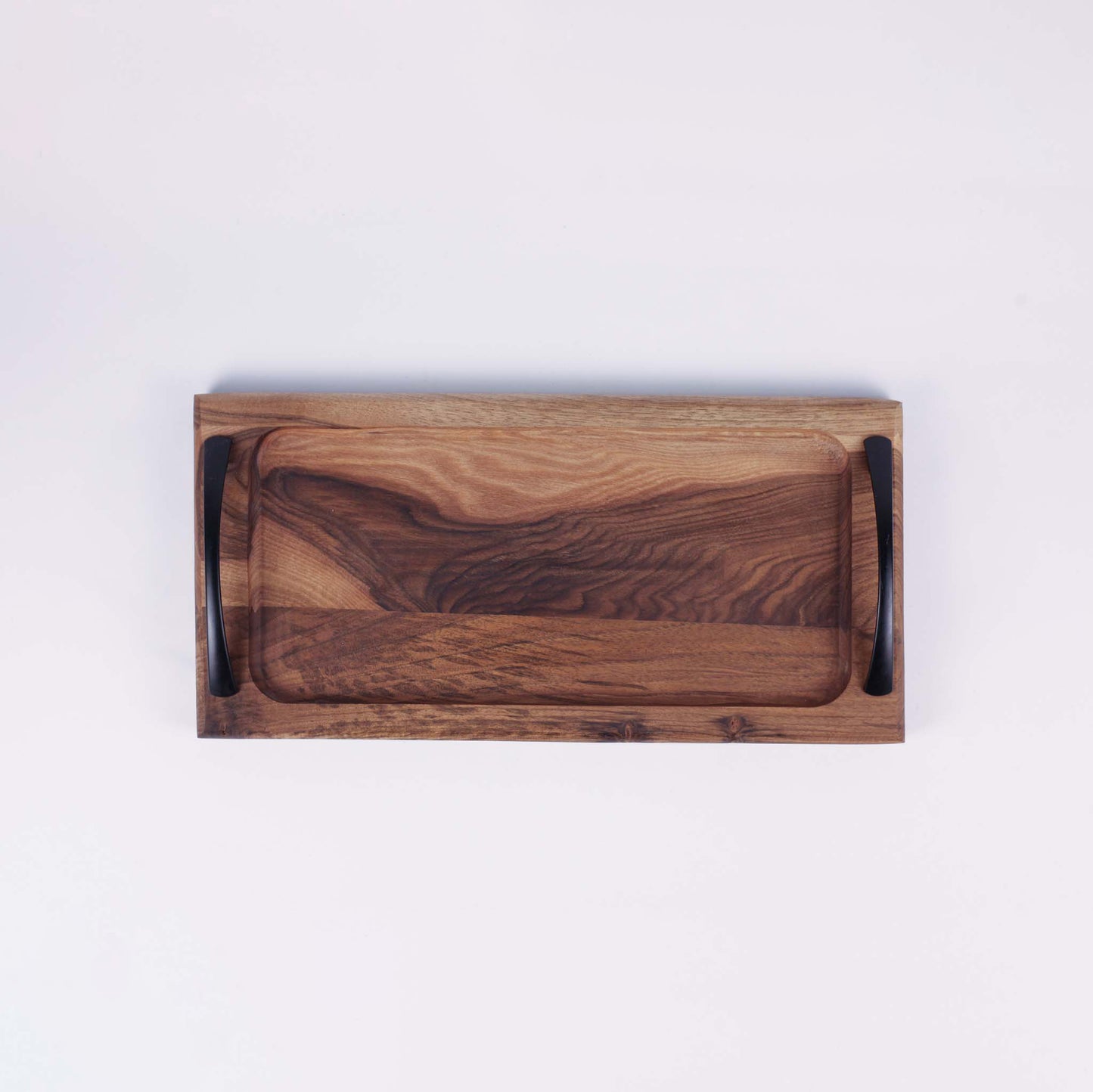 Wooden Tray With Metal Handles