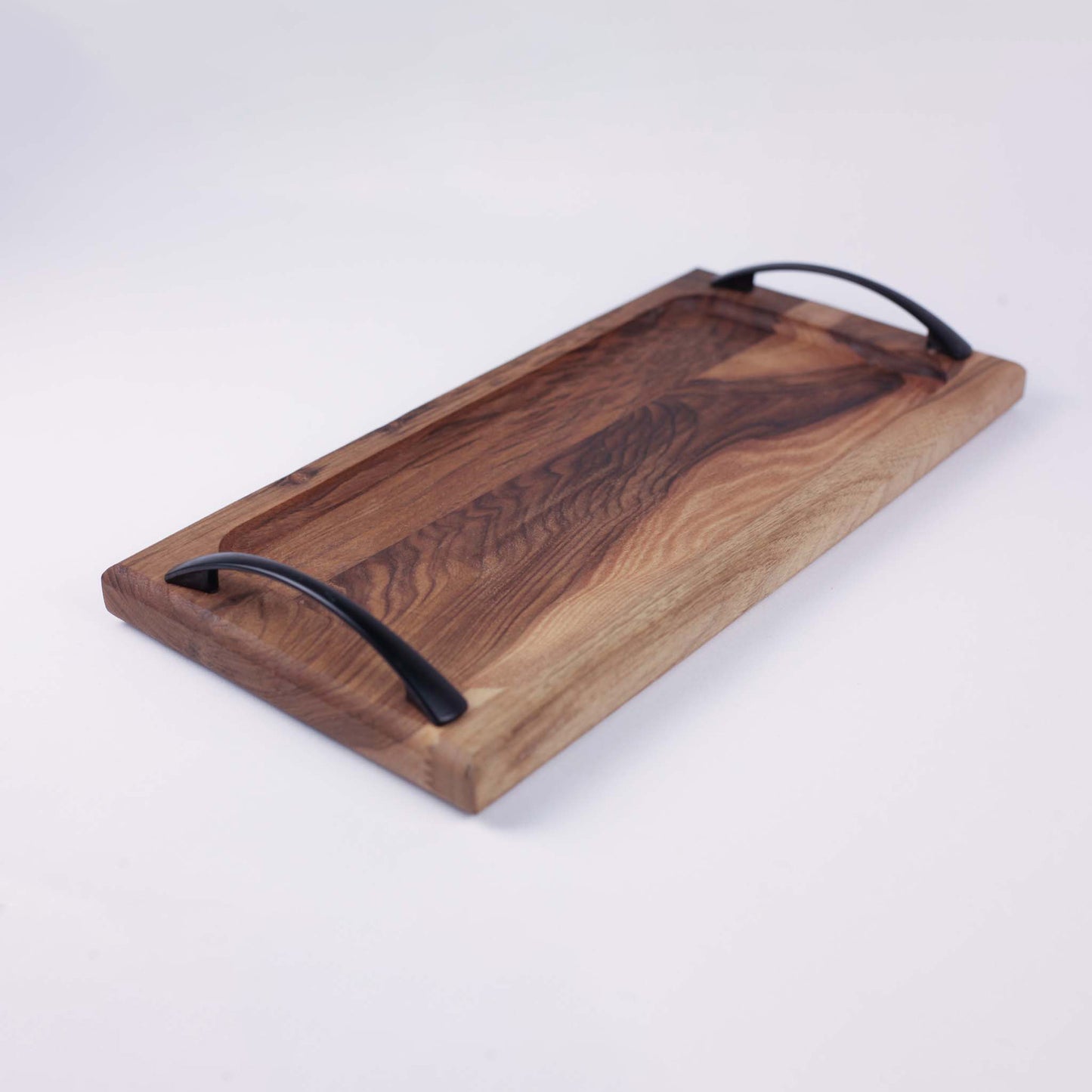 Wooden Tray With Metal Handles