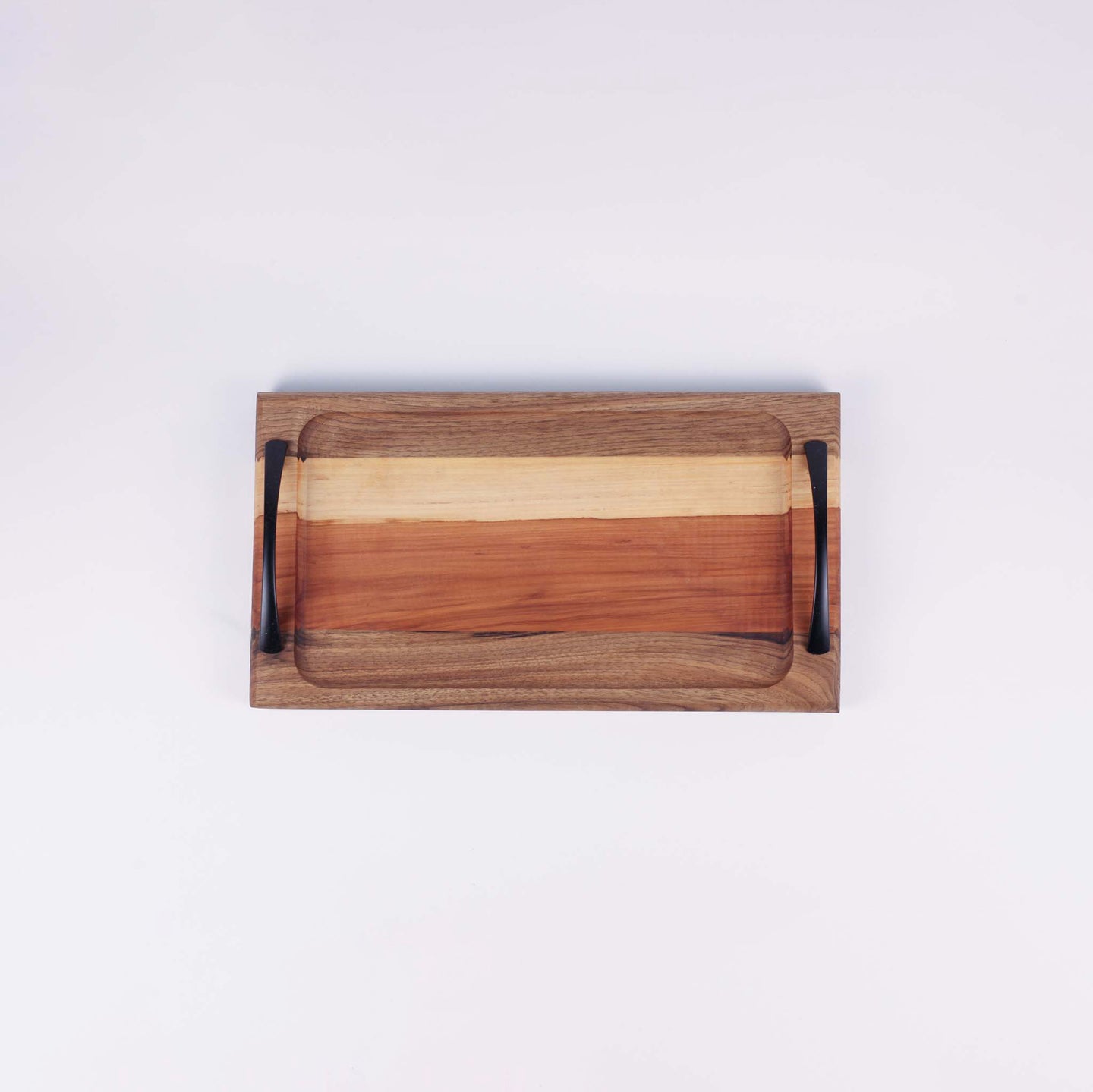 Wooden Tray With Metal Handles