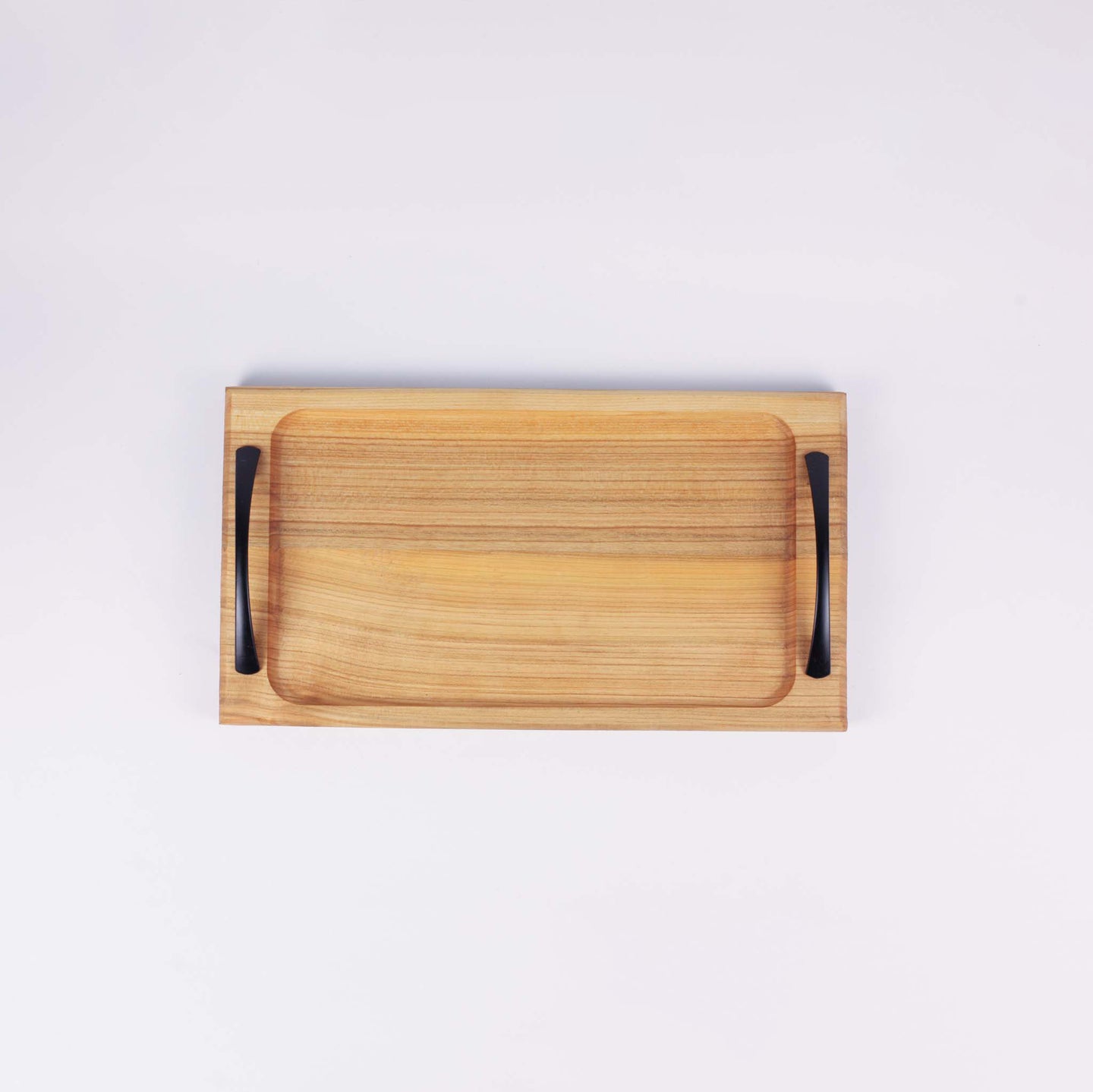 Wooden Tray With Metal Handles