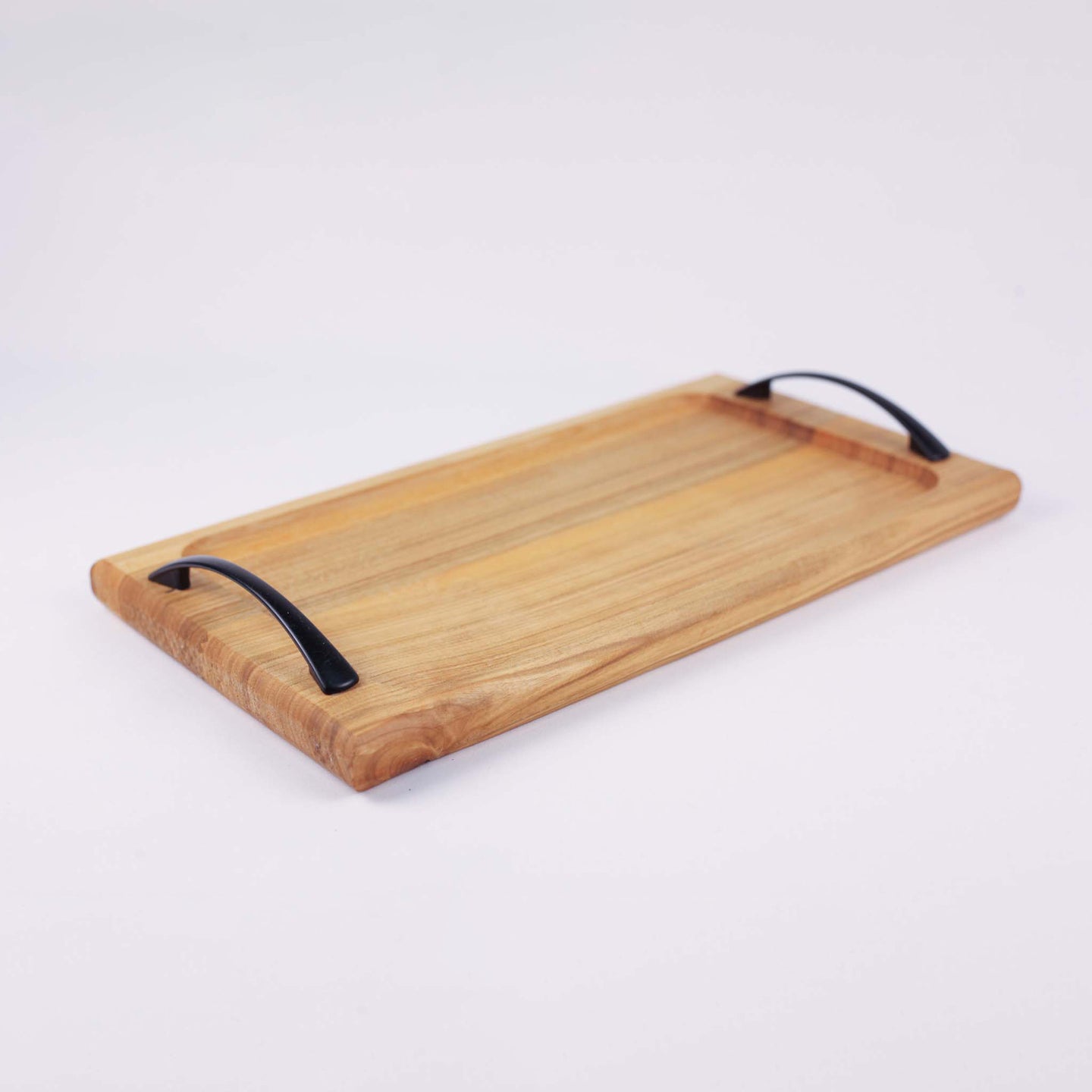 Wooden Tray With Metal Handles