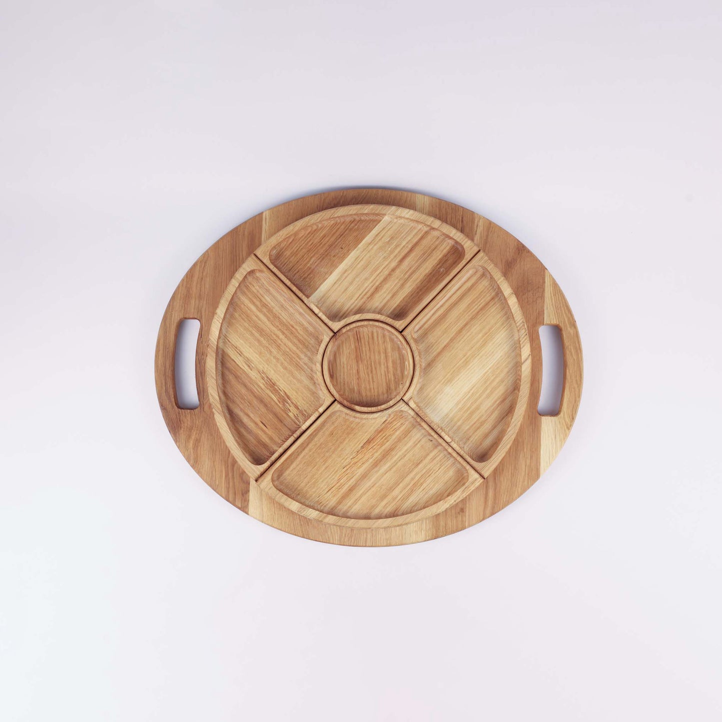 Wooden Platter With 5 Removable Divisions