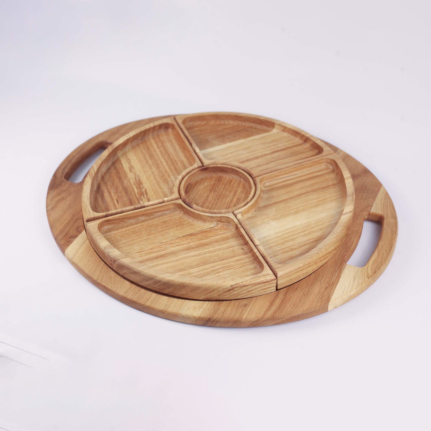 Wooden Platter With 5 Removable Divisions