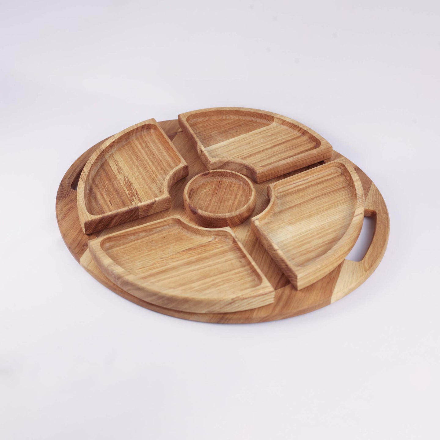 Wooden Platter With 5 Removable Divisions